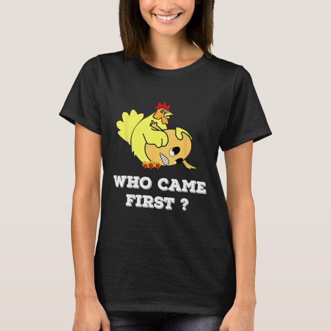 T-shirt Qui est venu en premier Funny Unhinged Chicken Egg (Devant)