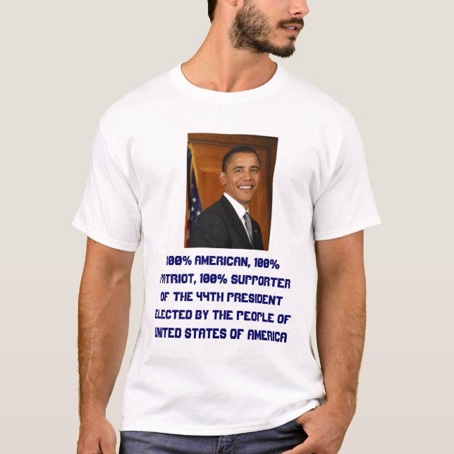 T-shirt qui-être-barack-obama, Américain de 100%, Patrio (Devant)