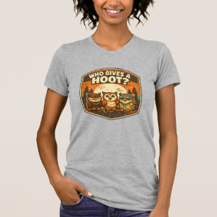 T-shirt Qui s'en soucie Dessin drôle de hiboux de style vi