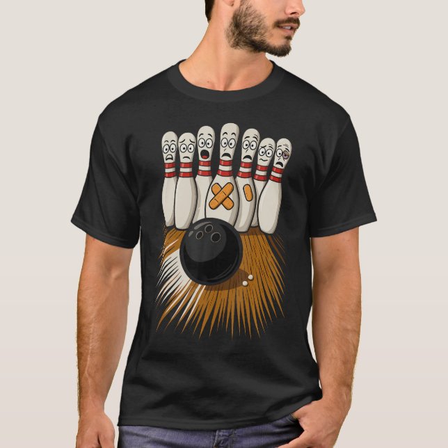 T-shirt Quilles de bowling effrayées drôles (Devant)