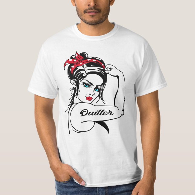 T-shirt Quilter Rosie Le Riveter Pin Up (Devant)