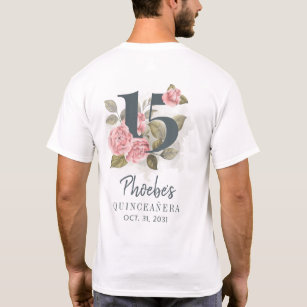 T-shirt Quinceanera Floral rustique 15e anniversaire