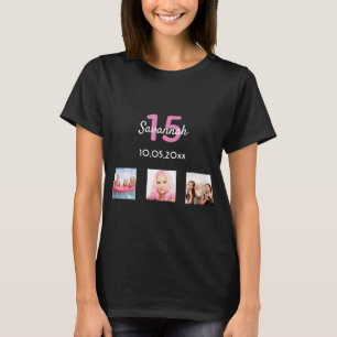 T-shirt Quinceanera photo personnalisée fille monogramme r