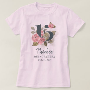 T-shirt Quinceanera Rustique Floral 15e anniversaire corre