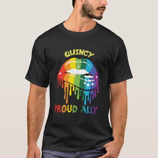 T-shirt Quincy Proud Ally Lgbtq Massachusetts Pride Ma Say (Devant)