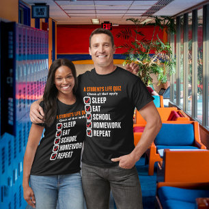 T-shirt Quiz de la vie d'un étudiant Texte personnalisable