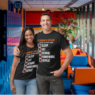 T-shirt Quiz de la vie d'un étudiant Texte personnalisable