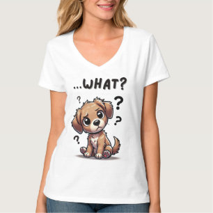 T-shirt "...quoi ?" Adorable Confused Cartoon Puppy
