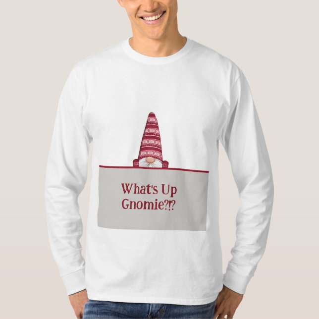 T-shirt Quoi de neuf Gnomie Holiday Gnome Texte personnali (Devant)