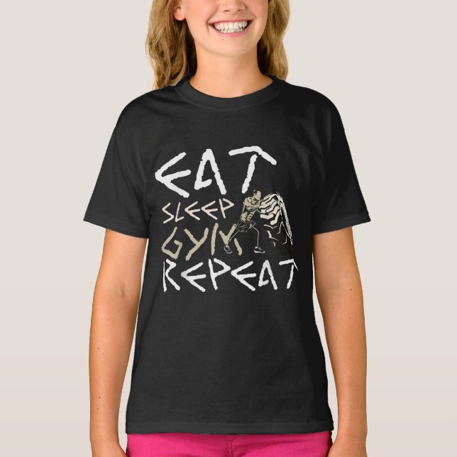 T-shirt Quota Eat Sleep Gym Repeat Funny (Devant)