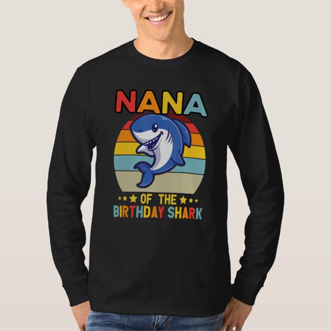 T-shirt Quote Nana Of The Bday Boy Shark Ocean Matching Fa (Devant)
