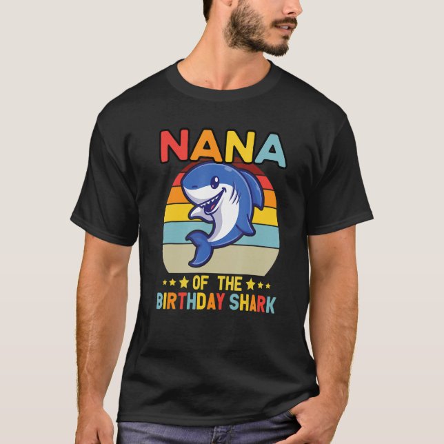 T-shirt Quote Nana Of The Bday Boy Shark Ocean Matching Fa (Devant)