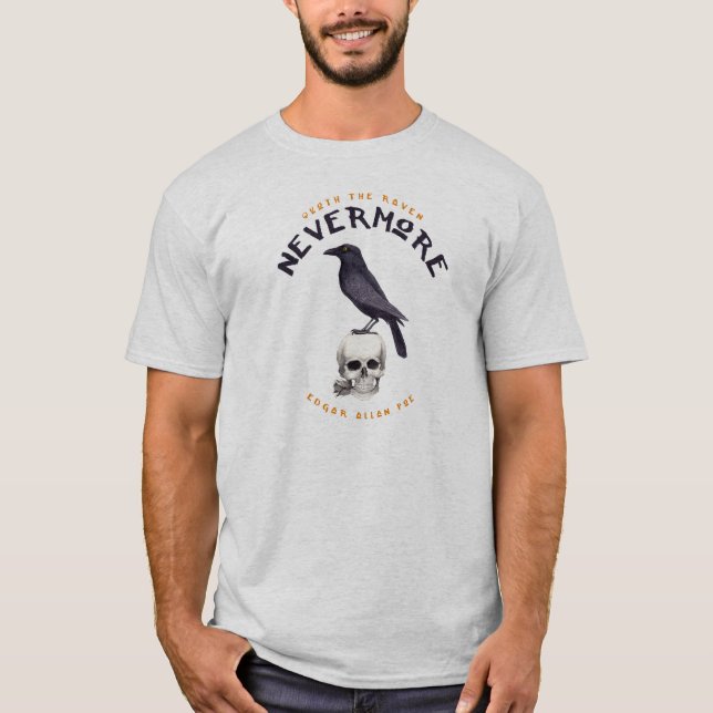 T-shirt Quoth Raven plus jamais - Edgar Allan Poe (Devant)