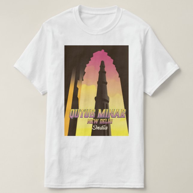 T-shirt Qutub Minar New Delhi Inde affiche voyage (Design devant)