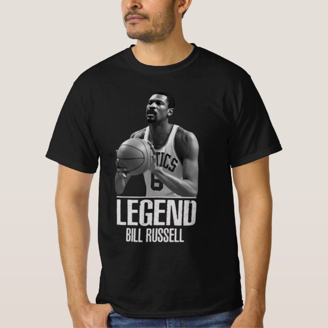 T-shirt R.I.P. Basketball Boston Bill Russell (Devant)