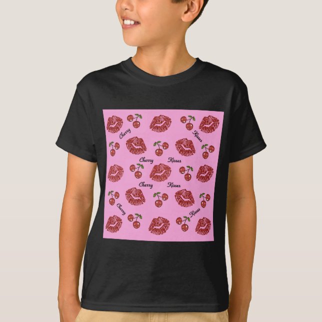 T-shirt RAB Rockabilly Cherry Kisses on Pink (Devant)
