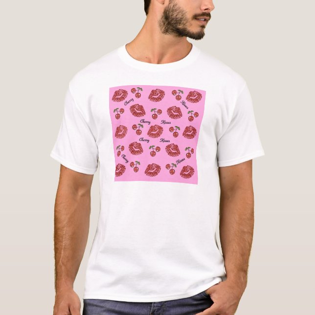 T-shirt RAB Rockabilly Cherry Kisses on Pink (Devant)