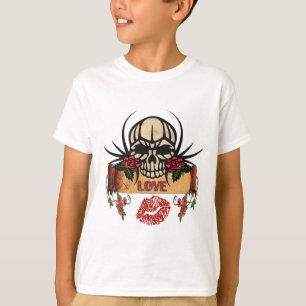 T-shirt RAB Rockabilly Crâne Roses Amour Rouge à lèvres