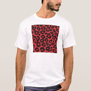 T-shirt RAB Rockabilly Empreinte de léopard Rouge Noir
