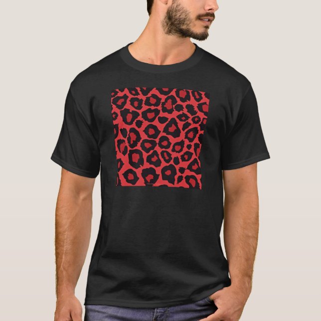 T-shirt RAB Rockabilly Imprimé Léopard Rouge Noir (Devant)