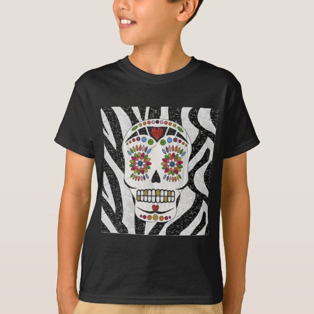 T-shirt RAB Rockabilly Sugar Skull on Zebra (Devant)