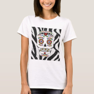 T-shirt RAB Rockabilly Sugar Skull on Zebra