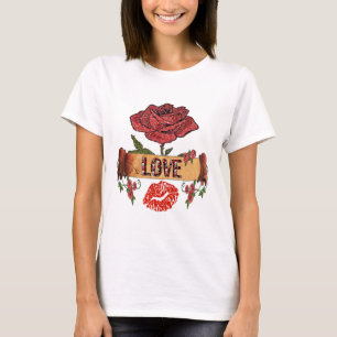 T-shirt RAB Rockabilly Valentine Roses, Love & Lipstick