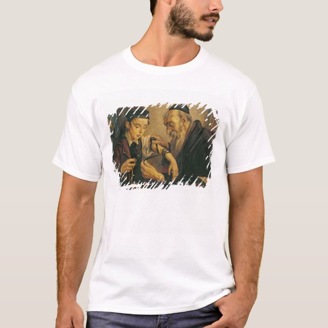 T-shirt Rabbin attachant les phylactères au bras d'un (Devant)