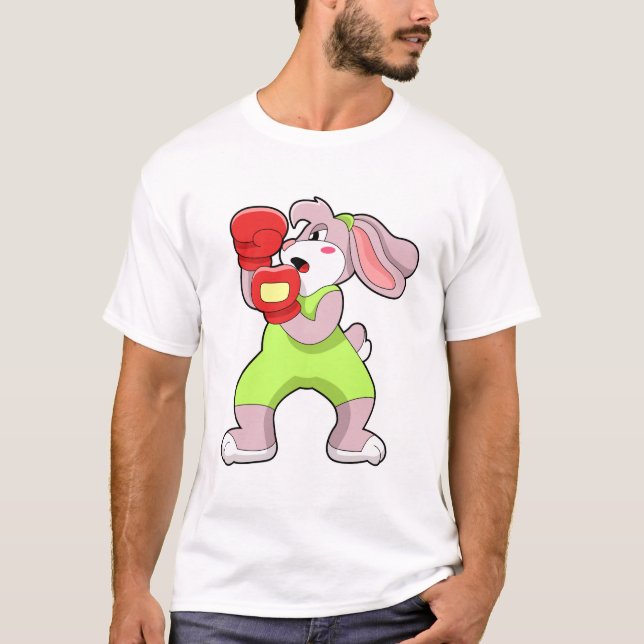 T-shirt Rabbit à la boxe avec gants de boxe (Devant)