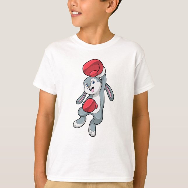 T-shirt Rabbit à la boxe avec gants de boxe (Devant)