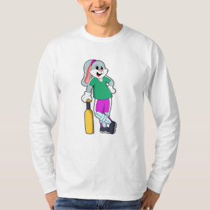 T-shirt Rabbit au cricket avec chauve-souris de cricket
