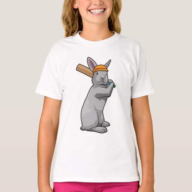 T-shirt Rabbit au cricket avec chauve-souris de cricket (Devant)