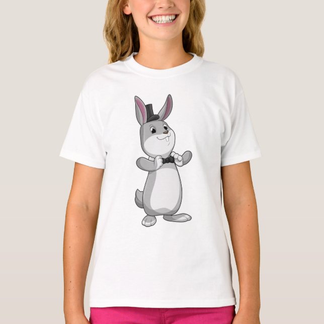 T-shirt Rabbit avec chapeau et cravate de la ceinture (Devant)