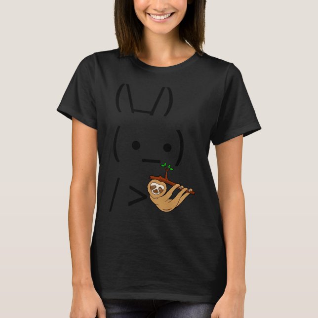 T-shirt Rabbit Bunny Ascii Tenant Une Fente (Devant)