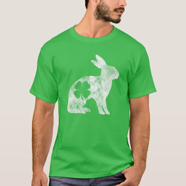 T-shirt Rabbit Bunny Cadeau St. Patrick's Day Shamrock Clo (Devant)