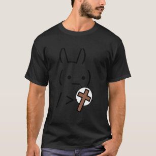 T-shirt Rabbit Bunny D'Art Ascii Tenant Une Croix Chrétien