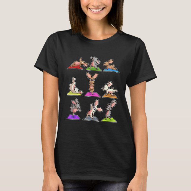 T-shirt Rabbit Bunny Yoga Poses Sport Gymnastics Ohm Heart (Devant)