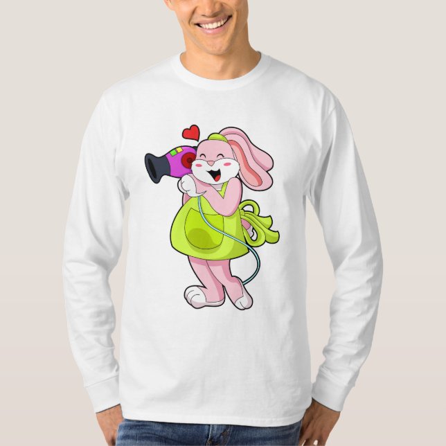 T-shirt Rabbit comme coiffeur avec sèche-cheveux (Devant)
