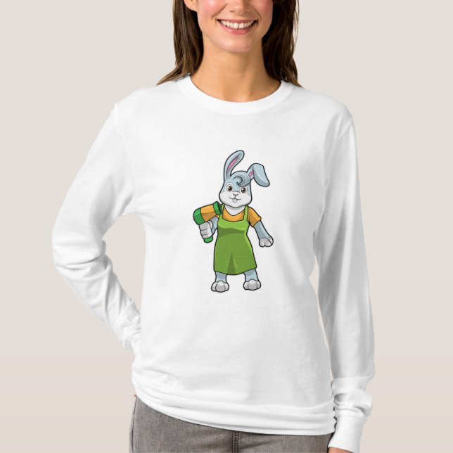 T-shirt Rabbit comme coiffeur avec sèche-cheveux (Devant)