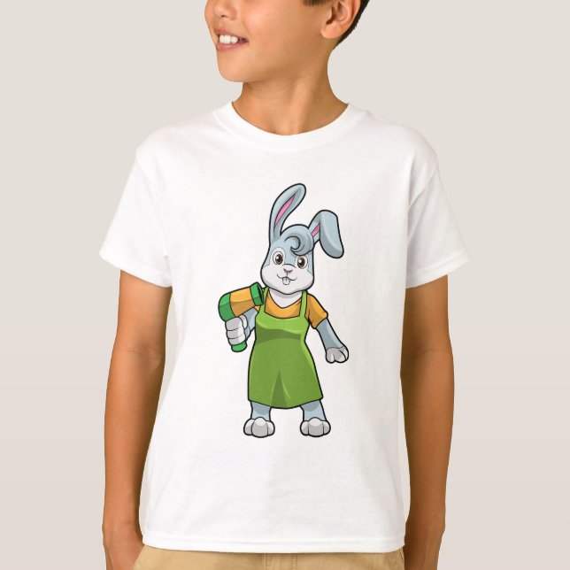 T-shirt Rabbit comme coiffeur avec sèche-cheveux (Devant)