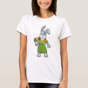 T-shirt Rabbit comme coiffeur avec sèche-cheveux