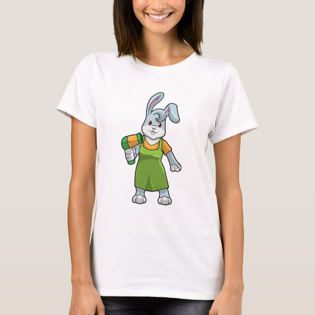 T-shirt Rabbit comme coiffeur avec sèche-cheveux (Devant)