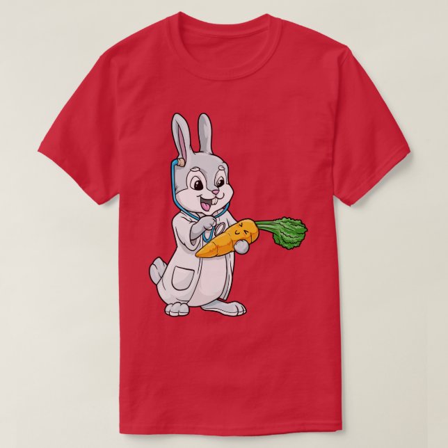 T-shirt Rabbit comme médecin avec stéthoscope et carotte (Design devant)