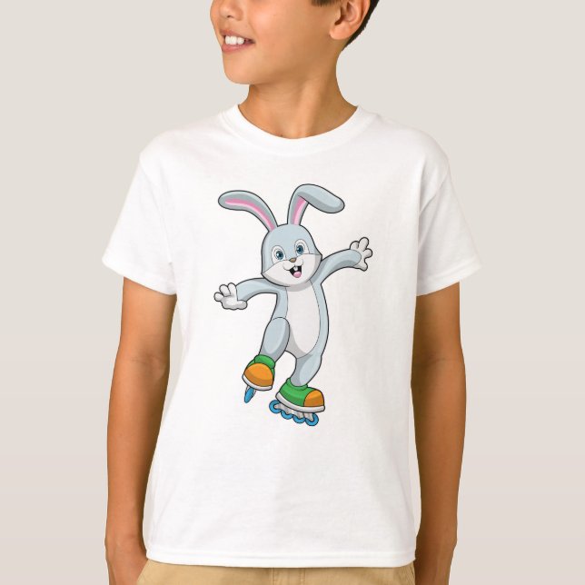 T-shirt Rabbit comme patineur avec patins en ligne (Devant)