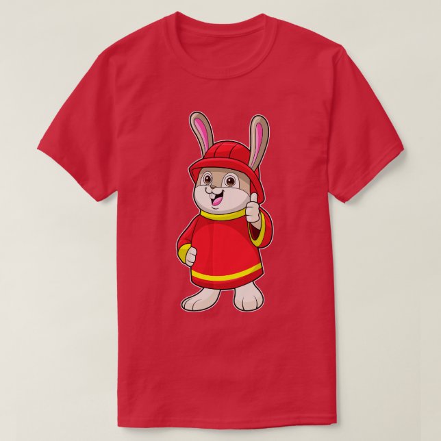 T-shirt Rabbit comme pompier avec casque (Design devant)