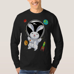 T-shirt Rabbit Cute Animal Rocket Planètes Scientifique As