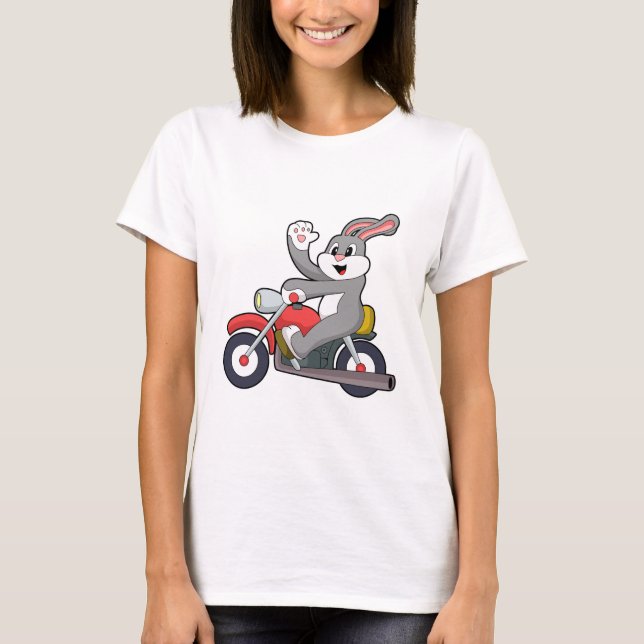 T-shirt Rabbit en tant que Biker avec Motorcycle.PNG (Devant)