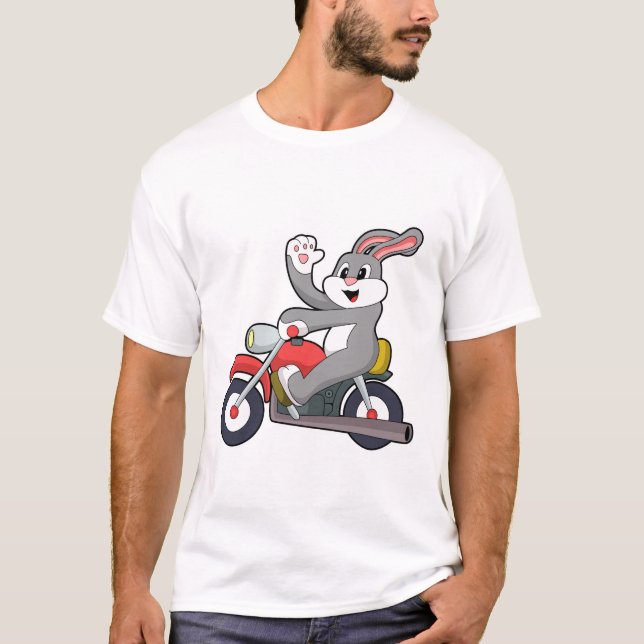 T-shirt Rabbit en tant que Biker avec Motorcycle.PNG (Devant)