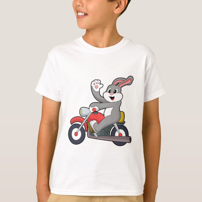T-shirt Rabbit en tant que Biker avec Motorcycle.PNG (Devant)