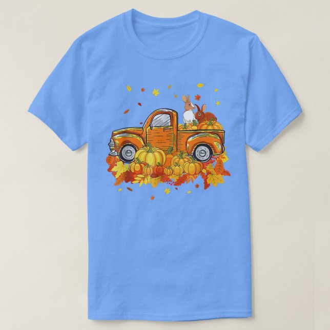 T-shirt Rabbit équitation Camion Citrouille Automne Feuill (Design devant)